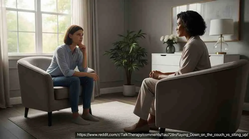 lying down on the therapy sofa