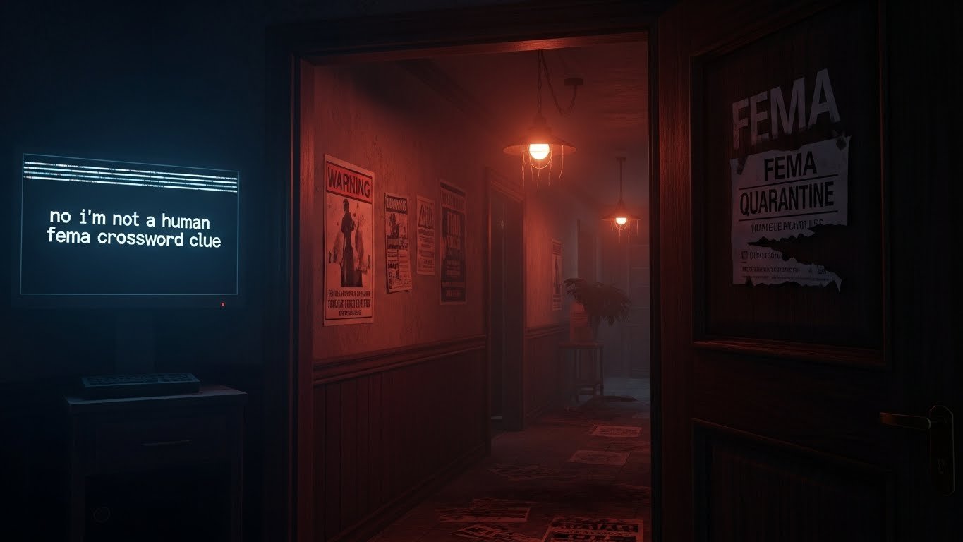 no i'm not a human fema notice nyt crossword clue