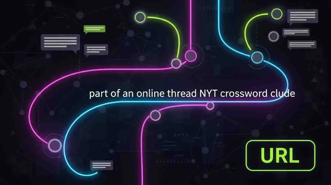 part of an online thread nyt crossword clue