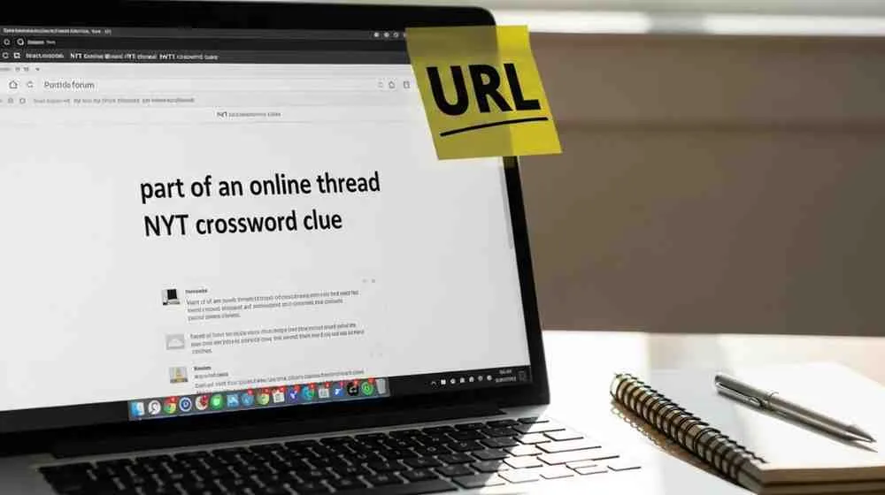 part of an online thread nyt crossword clue