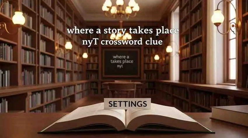 where a story takes place NYT crossword clue