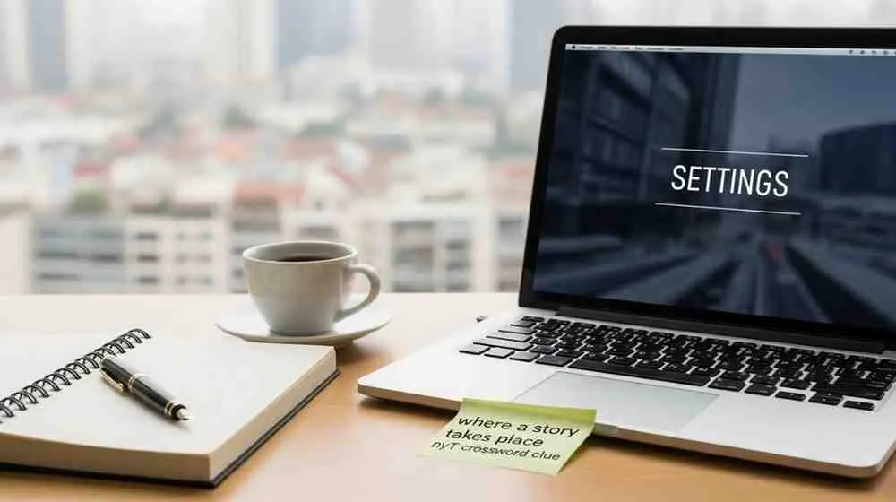 where a story takes place NYT crossword clue