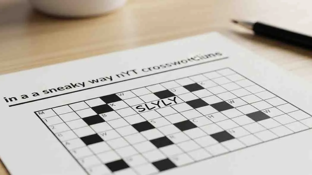 in a sneaky way nyt crossword clue