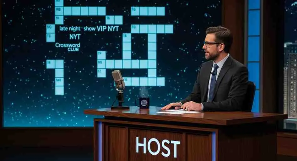 late night show vip nyt crossword clue