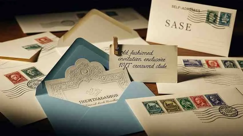 old fashioned invitation enclosure nyt crossword clue