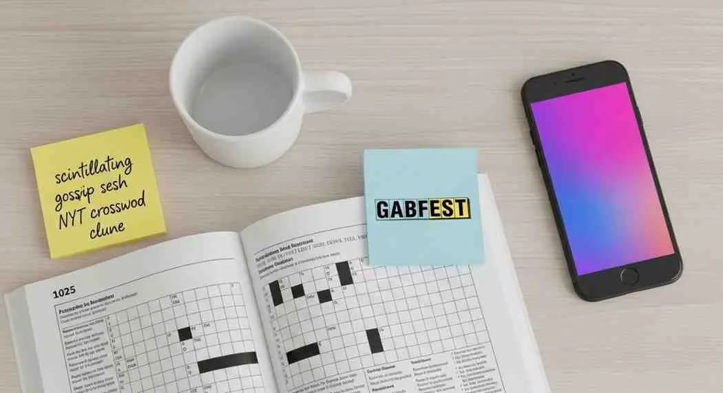 scintillating gossip sesh nyt crossword clue