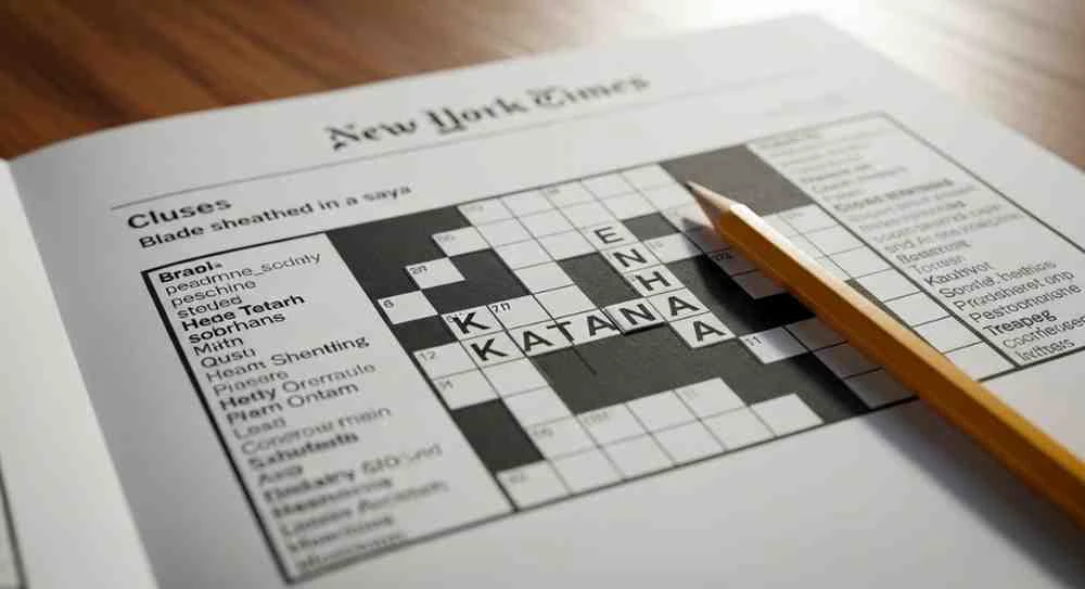 blade sheathed in a saya nyt crossword clue