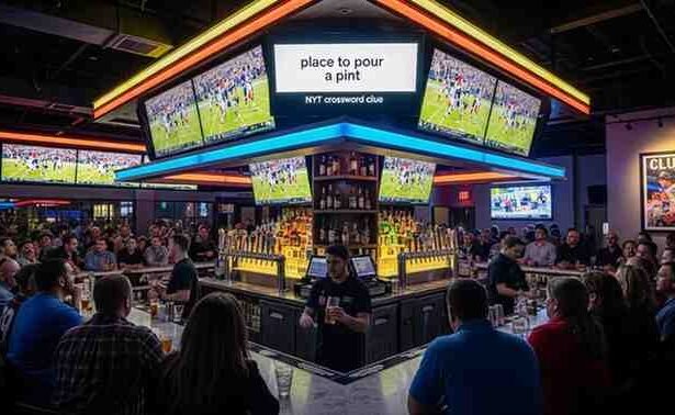 place to pour a pint nyt crossword clue