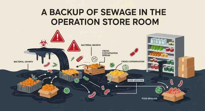 a backup of sewage in the operation store room