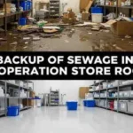 a backup of sewage in the operation store room