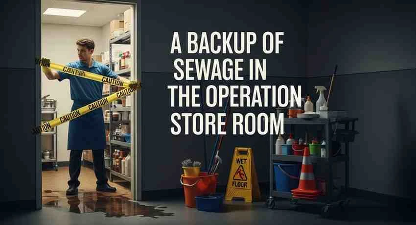 a backup of sewage in the operation store room