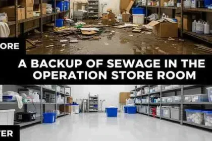 a backup of sewage in the operation store room